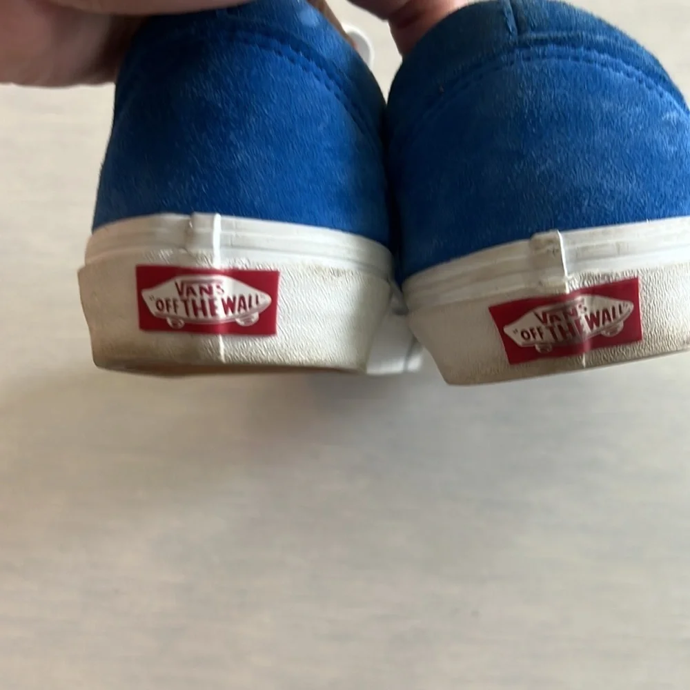 Vans Off The Wall Sneakers Low Top Mens Size 5.5 Womens Size 7 Blue With White